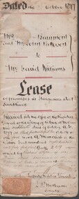 Document - NEVILLE KING COLLECTION: INDENTURE TRANSFERRING A LEASE FROM MRS BEAUMONT AND MR JOHN PETTERSON TO MR DAVID WILLIAMS FOR PREMISES IN HARGREAVES STREET SANDHURST DATED 8 OCTOBER 1877, 1877