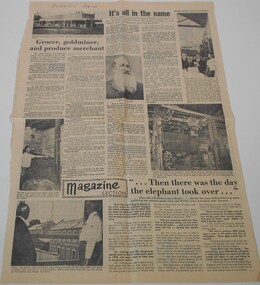 Newspaper - BUSH COLLECTION: RETAIL HISTORY OF MR ALBERT BUSH'S RETAIL GROCERY STORE ON THE CORNER OF WILLIAMSON & MYERS STREET, BENDIGO; FULL PAGE NEWSPAPER FROM YHE BNEDNIGO ADVERTISER 26 NOV. 1970