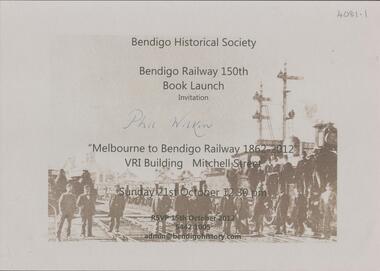 Book - BOOK. BENDIGO RAILWAY 150TH. BOOK LAUNCH