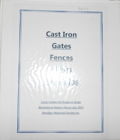 Document - RESEARCH FOLDER COLLECTION: CAST IRON STRUCTURES, 1990 - 2015