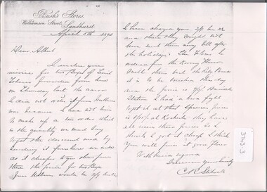 Letter - BUSH COLLECTION: PHOTOCOPIES OF CORRESPONDENCE BETWEEN C. STILWELL (MANAGER) REPORTING BACK TO A. BUSH BETWEEN APRIL 1890 TO 1896, 1890