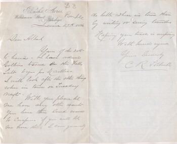 Letter - BUSH COLLECTION: ORIGINAL LETTER C. R. STILWELL TO A. BUSH JUNE 27TH 1896, 1896