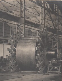 Photograph - BENDIGO ORDINANCE FACTORY COLLECTION: COMPLETED AND ASSEMBLED DRUM AND SWING FRAME FOR WESTMINSTER CARPERT MANUFACTURING MACHINE