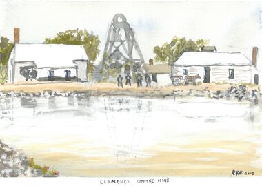 Artwork - JOHN HALL COLLECTION: WATER COLOUR PAINTING: CLARENCE UNITED MINE, 2013