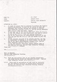 Document - JOHN WILLIAMS COLLECTION: MEMO TO STAFF