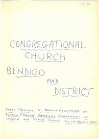 Newspaper - LYDIA CHANCELLOR COLLECTION: PRESS REPORTS FROM THE BENDIGO ADVERTISER, SUTTON GRANGE CHURCH AND STATE SCHOOL CENTENARY, 1965