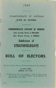Book - ROLL OF ELECTORS STRATHFIELDSAYE - 1969