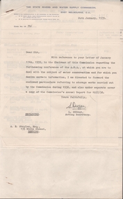 Document - EDWIN BUCKLAND COLLECTION: THE STATE RIVERS AND WATER SUPPLY COMMISSION, 1939