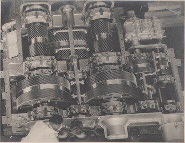 Photograph - BENDIGO ORDINANCE FACTORY COLLECTION: VERY LARGE SCALE MANUFACTURE OF GEARING TO ENGINE/MACHINE, 1950s