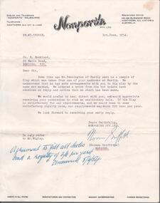 Document - EDWIN BUCKLAND COLLECTION: CR E. BUCKLAND, 1954