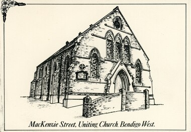 Card - LYDIA CHANCELLOR COLLECTION: MACKENZIE STREET UNITING CHURCH BENDIGO WEST CARD, 1970s