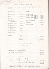 Document - BENDIGO SYMPHONIC YOUTH BAND COLLECTION: FINANCIAL STATEMENTS