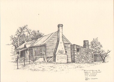 Print - SKETCH 'DERELICT FARMHOUSE NEAR AXEDALE', BY L.R. MCMURRAY 1983