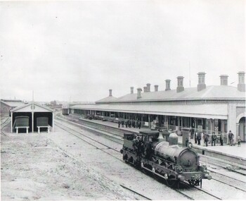 Photograph - STEAM LOCOMOTIVE AT BENDIGO RAILWAY STATION, CIRCA 1880