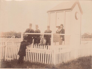 Photograph - BENDIGO JOCKEY CLUB, FIVE GENTLEMEN AT STEWARDS BOX