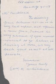 Document - EDWIN BUCKLAND COLLECTION: LETTER RE STATE OF SIDE FENCE, 1959