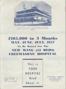 Booklet - EDWIN BUCKLAND COLLECTION: BOOKLET. FREEMASONS' HOSPITAL 1957