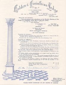 Document - EDWIN BUCKLAND COLLECTION: GOLDEN CORINTHIAN LODGE