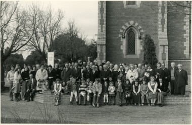 Photograph - LYDIA CHANCELLOR COLLECTION: GOLDEN SQUARE METHODIST CHURCH GROUP OF PEOPLE OUT THE FRONT OF THE CHURCH, 1960s