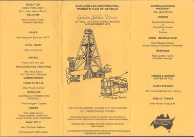 Document - BUSINESS AND PROFESSIONAL WOMEN'S CLUB OF BENDIGO GOLDEN JUBILEE DINNER