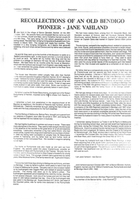 Document - INFORMATION: W C VAHLAND RECOLLECTIONS OF AN OLD BENDIGO PIONEER - JANE VAHLAND, 1993