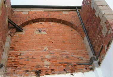Photograph - BHS COLLECTION: KAY MACGREGOR BENDIGO GAOL (JAIL) DURING RE-CONSTRUCTION, 2014