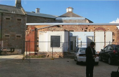 Photograph - BHS COLLECTION: KAY MACGREGOR BENDIGO GAOL (JAIL) DURING RE-CONSTRUCTION, 2014