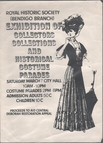Poster - POSTER FOR AN EXHIBITION OF COLLECTORS COLLECTIONS AND HISTORICSAL COSTUMES PARADE TO BE HELD ON SATURDAY 7TH MARCH (NO YEAR DEFINED)