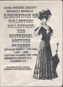Poster - POSTER FOR AN EXHIBITION OF COLLECTORS COLLECTIONS AND HISTORICAL COSTUMES PARADE TO BE HELD ON SATURDAY 7TH MARCH (NO YEAR DEFINED)