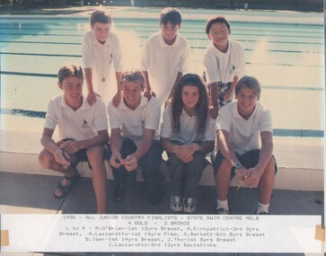 Photograph - VAL CAMPBELL COLLECTION: 1996 ALL JUMIOR COUNTRY FINALISTS - STATE SWIM CENTRE MELBOURNE, 1996