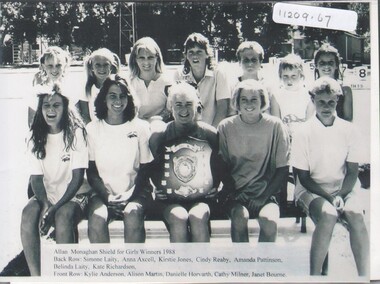 Photograph - VAL CAMPBELL COLLECTION: BENDIGO EAST SWIMMING CLUB - ALLAN MONAGHAN SHIELD FOR GIRLS 1988