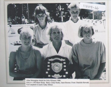 Photograph - VAL CAMPBELL COLLECTION: BEMNDIGO EAST SWIMMING CLUB - 1988 ALLAN MONAGHAN SWIMMING SHIELD FOR GIRLS AWARD