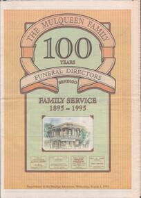Newspaper - MULQUEEN FAMILY COLLECTION: THE MULQUEEN FAMILY 100 YEARS FUNERAL DIRECTORS