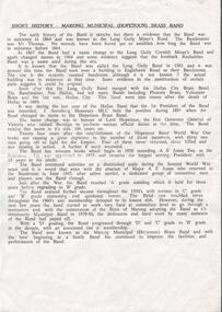 Document - BENDIGO BANDS COLLECTION: MARONG MUNICIPAL (HOPETOUN) BRASS BAND