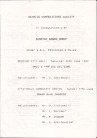 Programme - ERROLL BOIVARD COLLECTION: BENDIGO COMPETITINS SOCIETY 1990