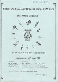 Programme - ERROLL BOIVARD COLLECTION: BENDIGO COMPETITIONS SOCIETY 1989