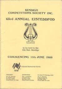 Programme - ERROLL BOIVARD COLLECTION: BENDIGO COMPETITIONS SOCIETY 1988 FESTIVAL