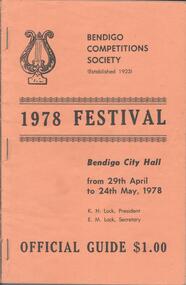 Programme - ERROLL BOIVARD COLLECTION: BENDIGO COMPETITIONS SOCIETY 1978 FESTIVAL
