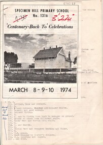 Document - AULSEBROOK COLLECTION: CENTENARY PROGRAM, REEL AND ARTICLE, March 8-10th 1974