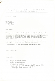 Letter - MERLE HALL COLLECTION: ROSALIND PARK CREATIVE VILLAGE BENDIGO PROJECT LETTERS, 1995