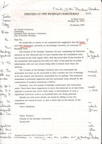 Document - BENDIGO CEMETERIES COLLECTION: CORRESPONDENCE