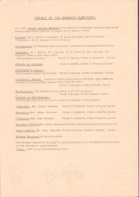 Document - BENDIGO CEMETERIES COLLECTION: FRIENDS OF THE BENDIGO CEMETERIES AGM