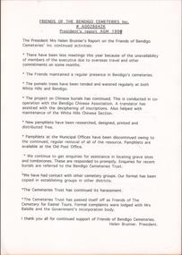 Document - BENDIGO CEMETERIES COLLECTION: PRESIDENT'S REPORTS