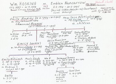 Document - HOSKING AND HUNKIN COLLECTION: FAMILY TREE HOSKING AND NANCARROW, 2019
