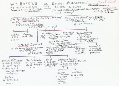 Document - HOSKING AND HUNKIN COLLECTION: FAMILY TREE HOSKING AND NANCARROW, 2019