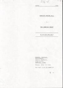 Document - KANGAROO FLAT GOLD MINE COLLECTION: AGREEMENT BETWEEN BENDIGO MINING AND BENDIGO TRUST