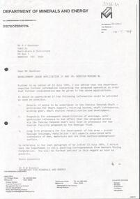 Letter - KANGAROO FLAT GOLD MINE COLLECTION: DEPT OF MINERALS AND ENERGY TO J. SANDNER, CAHILLS, BENDIGO