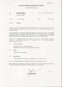 Document - KANGAROO FLAT GOLD MINE COLLECTION: MEMO WESTERN MINING CORPORATION TO D.F. WRIGHT AND R. WRIGHT