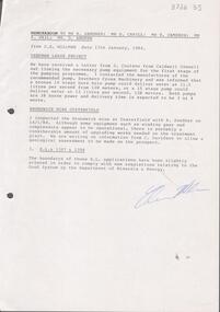 Document - KANGAROO FLAT GOLD MINE COLLECTION: MEMO TO SANDNER FROM WILLMAN
