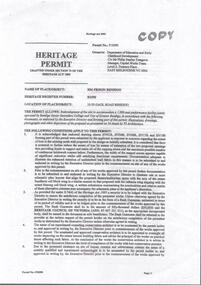 Document - THEATRES COLLECTION: HERITAGE PERMIT FOR HM PRISON BENDIGO